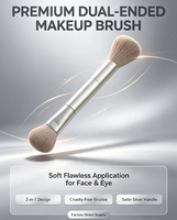 Pinceau professionnel double embout coudé pour le contour, manche en aluminium, pinceau Kabuki pour fond de teint, poudre et blush, logo personnalisé OEM