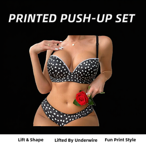 ชุดชั้นในเซ็กซี่แฟชั่นแบบสองชิ้น ระบายอากาศได้ดี บราดันทรงมีโครง พร้อมกางเกงใน สายปรับได้ ลายพิมพ์สวยงาม สำหรับผู้หญิง - Product Image 2