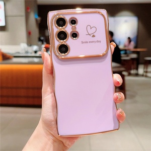 Funda de Teléfono de Lujo con Diseño de Corazón Ondulado Electrochapado para Samsung Galaxy S25 Ultra S24 S23 S22 Plus A14 A15 A24 A25 - Product Image 5