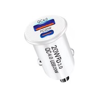 Pengisi Daya Mobil USB C QC 4.0 USB PD 20W Pengisi Daya Ponsel Mobil Pengisian Cepat A+C Mini Pengisi Daya Mobil dengan Kotak Kemasan
