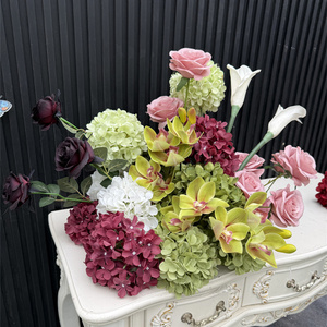<span class=keywords><strong>Décoration</strong></span> de table de <span class=keywords><strong>mariage</strong></span> tendance, fleurs artificielles de 60 cm, hydrangeas <span class=keywords><strong>bordeaux</strong></span>, lys calla, orchidées, centre de table pour la <span class=keywords><strong>décoration</strong></span> d'événements - Product Image 1