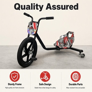 Tricycle à roulettes pour enfants Ride On Kids, voiture à roulettes à grandes roues, pneu avant gonflable de 16 pouces, roues en PU lumineuses, cadre réglable, siège en plastique, pédale - Product Image 4