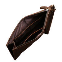 Pochette de protection vintage rétro en cuir de vache véritable avec fermeture éclair et dragonne, durable, pour iPad et tablettes