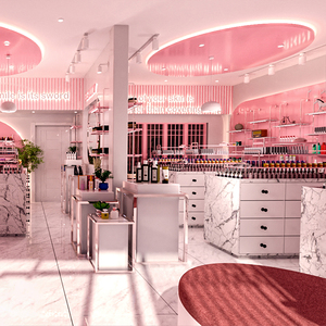 Estantes de exhibición de cosméticos personalizados de moda Rosa CIRI, estante de pared de exhibición de maquillaje para centro comercial, escaparate de cosméticos para tienda de belleza - Product Image 5