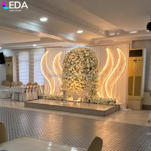 LEDA Modern Luxury Events Metal <b>Backdrop</b> Leaf-shaped <b>Backdrop</b> LED Composite Background Arch for Wedding - Product Image 3