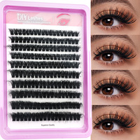 Kit d'extension de cils DIY fait main avec logo personnalisé, cils en grappe épais et volumineux 60D80D100D, courbure D, faux cils segmentés, marque privée