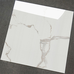 Piastrelle di Lusso in Porcellana Smaltata Bianca Carrara 60x60, Piastrelle Vetrificate in Marmo Bianco per Soggiorno - Product Image 2