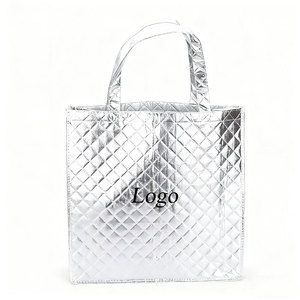 Bán buôn biểu tượng tùy chỉnh in sọc thân thiện với môi không dệt Laser nổi bật mua sắm hàng tạp hóa Tote Túi - Product Image 3