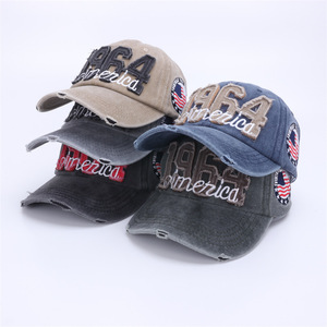 หมวกเบสบอลทรงวินเทจผ้าทวิลล์แบบดิสเทรส 6 แผง ดีไซน์สีทูโทน ปักอักษรแบบติดแพทช์ ปรับขนาดได้ สไตล์แด๊ด - Product Image 5