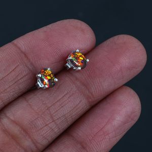 YASHEE Black <b>Opal</b> Stud <b>Earrings</b> Oval Shape Silver Plated For Women Chakra Healing Crystal Birthstone Jewelry - Product Image 5