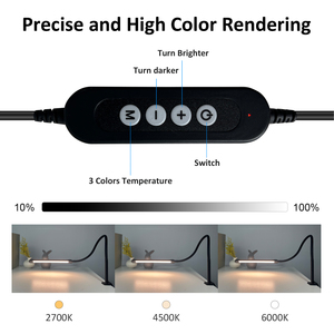 Lampe de bureau LED moderne à pince, col de cygne réglable, USB 5V, lumière de lecture protectrice pour les yeux, 3 couleurs, intensité variable, pour bureau, salon de <span class=keywords><strong>manucure</strong></span>, travail - Product Image 2