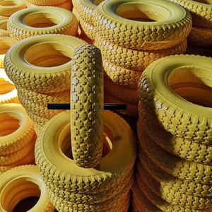 Rueda de Espuma de Poliuretano Azul y Amarilla de 14 Pulgadas, Resistente, con Llanta de Acero y <span class=keywords><strong>Eje</strong></span> Largo para Carretillas, Carros de Mano y Troleys, Buen Precio - Product Image 4