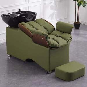 Fauteuil de lavage moderne en mousse haute densité confortable pour salon de coiffure et spa avec bac en céramique blanc/noir pour salon Baer - Product Image 6