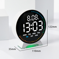 Horloge de table ronde à LED 3D surdimensionnée avec rétroéclairage, thème personnalisé, logo personnalisé, importateur, veilleuse, chiffres, 4 pouces