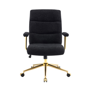 Textured Boucle Fabric Black Gold Modern Swivel Office <b>Chair</b> with Height Adjustable Padded Arms Eco-Friendly for Home Office - Product Image 6