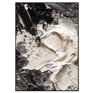 Pintura al óleo pintada a mano, arte abstracto en blanco, negro y gris, lienzo rectangular, decoración de pared para sala de estar, sofá, fondo Wabi Sabi - Product Image 5