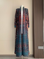 Ventes directes d'usine moyen-orient arabe imprimé femmes grande taille Robe coupe-vent plissé conception décontracté traditionnel musulman Abaya