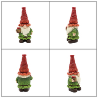 Lot de 3 mini-gnomes, panneaux de bienvenue, seaux à pommes et nichoirs en résine pour l'aménagement extérieur des parterres fleuris