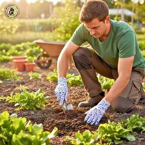 Guantes de Jardinería de Algodón con Diseño Floral, Puntas de los Dedos Texturizadas Antideslizantes, Puño Recto, Uso General - Product Image 4