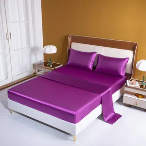 シルキーな素敵な紫色のシート & 枕カバーセット新製品の卸売で爆発的な新製品