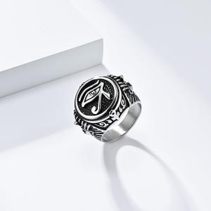 Retro Egyptian Pharaoh Eye Titanium Steel <b>Ring</b> Men's Bold <b>Statement</b> Jewelry Everyday Wear Steel And Gold Color - Product Image 2