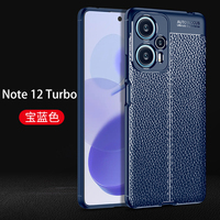 Pare-chocs de luxe en TPU souple en cuir Litchi, coque arrière de téléphone portable pour Xiaomi Redmi Note 12 Turbo