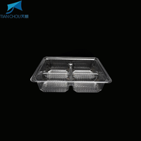 Barquette alimentaire jetable en plastique PET transparent à 4 compartiments pour l'emballage de desserts et de pâtisseries