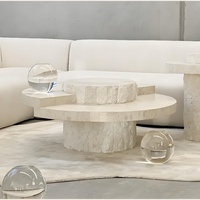 Meubles en marbre de salon de haute qualité Table basse ovale en calcaire en travertin