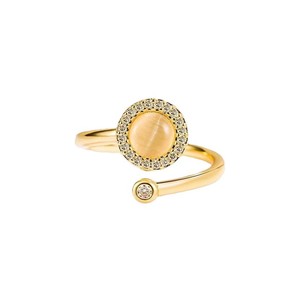 New Arrival Rotatable Cat Eye Stone Ring Gold Plated Round Diamond Opening Decompression Ring for Women Girls - Product Image 3