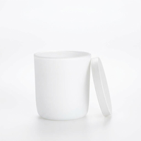 Pot à bougie cylindrique en verre transparent blanc et noir givré de style Cambridge de 10 oz, décoration d'intérieur avec couvercle en métal pour la fabrication de bougies