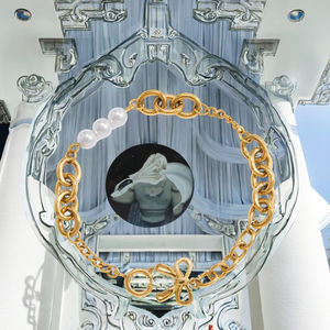 Pulsera de Eslabones de Piedra Natural Chapada en Oro, Hecha a Mano, de Acero Inoxidable, Joyería Moderna para Mujer - Product Image 3