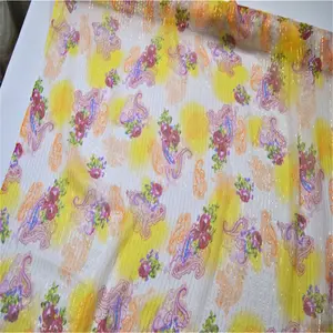 Tecido chiffon de seda fino e respirável brilhante 6m/m 135cm crepe metálico Lurex Paisley amarelo para lenços véu