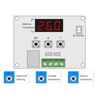 Casing Modul Pengontrol Suhu XH-W1209 Tampilan LED Termostat Digital Tahan Air Probe NTC Akurasi 0,1C Koneksi Cepat