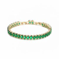 Bracelet Tendance Ovale Multicolore en Zircon, Maillons à Quatre Griffes en Laiton, Bracelet en Zircon Cubique 5A avec Fermoir Montre, Bracelet Personnalisé