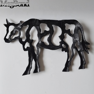 Durable Cast Iron Cow Figurine Engraved Wall Mounted Decor <strong>for</strong> Home and <strong>Garden</strong> Hand Carved Metal Crafts <strong>Plaque</strong> <strong>for</strong> House - Product Image 5