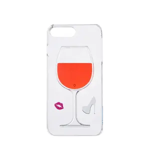 Free Sample TPU Blank Crystal Bulk Fashion Brand Cute Girl Liquid Water Red Wine Glass Cup Bottle Mobile Phone Case for iPhone