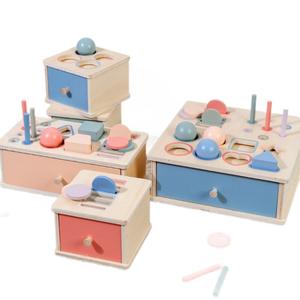Jouets éducatifs en bois pour bébés, reconnaissance des couleurs, blocs de construction, correspondance des formes, boîte à pièces de monnaie, Montessori, âges 3-6 - Product Image 3
