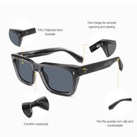 Lunettes de soleil pour hommes MS 8607S en acétate de qualité supérieure, monture carrée, branches élégantes, finition polie, look professionnel, protection UV400
