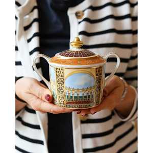 Service à café et à thé en céramique Bernardoux 12 pièces avec décoration Grand Versailles, tasses et soucoupes de 200 ml, modèle n° - Product Image 4