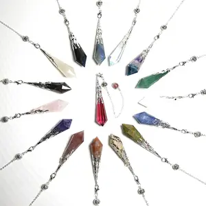 Wholesale Various Natural Healing Crystal Pendulum 12 Facet Chakra Crystal Point Pendant