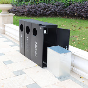 Contenedor de Basura de 3 Compartimentos para Exteriores, para Reciclaje en Áreas Públicas, Contenedor de Residuos con Cenicero, Contenedor de Basura Metálico en Venta - Product Image 5