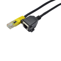 Kabel Ekstensi Ethernet RJ45 Male ke Panel Mount Female Tembaga Polos Cat5e/Cat6/Cat6A Kabel Patch Jaringan