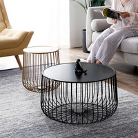 Table à thé de luxe légère combinaison de rangement créatif citrouille Table à thé Art en fer baie vitrée salon canapé rangement table de bord