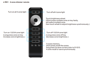 Skydance RS1 <span class=keywords><strong>4</strong></span> zonas Atenuador remoto Inalámbrico 2,<span class=keywords><strong>4</strong></span> GHz RF Control remoto Controlador de tira <span class=keywords><strong>LED</strong></span> de un solo color - Product Image 3