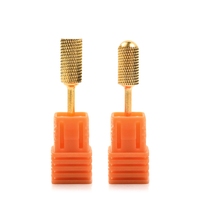 Vente en gros KADS Fraise à ongles cylindrique en acier au tungstène doré, grain F, pour nettoyer les cuticules, pour manucure, compatible perceuse à ongles électrique