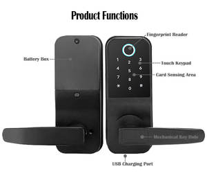 लोकप्रिय डिजाइन TTlock एप्लिकेशन बिजली फिंगरप्रिंट कार्ड कोड संयोजन स्मार्ट दरवाजा ताला जस्ता मिश्र धातु फिंगरप्रिंट दरवाज़ा बंद - Product Image 3