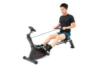 Rameur magnétique à rail coulissant en aluminium, 8 niveaux de résistance réglables, rameur domestique noir 350 lb