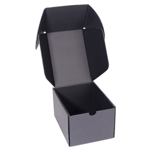 קופסת קרטון גלי קטנה שחורה מלכותית בהתאמה אישית עם לוגו, מתקפלת, עם ריפוד ספוג, הטבעה נוצצת, לאריזת מתנות למשלוח בדואר - Product Image 5