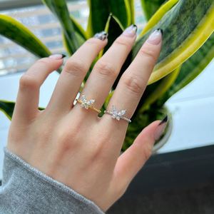 Dylam Jewelry <b>Rings</b> <b>Adjustable</b> Butterfly Open <b>Ring</b> S925 Sterling Silver <b>Rings</b> for Women Girls - Product Image 2