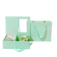 Boîte d'emballage de luxe personnalisée pour savon, cosmétiques et parfums, avec fenêtre transparente, magnétique, pliable, biodégradable, doublée d'éponge, rigide